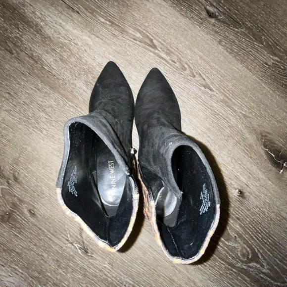 Nine West Black and Leopard Ankle Boots - Picture 4 of 6